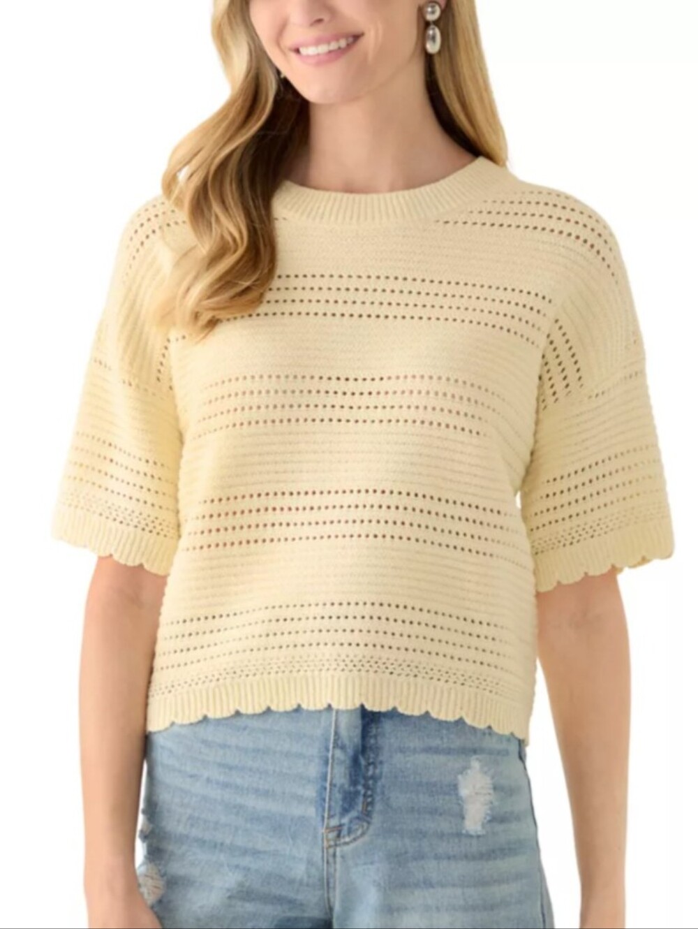 Pink Rose light yellow cropped sweater